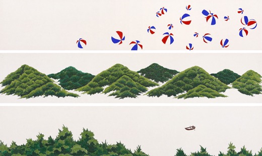 어떤 그곳_休 · 한지에 먹_ 채색 · 25.0x130.0cm x 3set · Somewhere_Rest