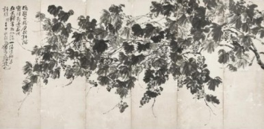 묵포도 墨葡萄 · 한지에 수묵담채 · 135x270cm · 1932 · Mook-podo