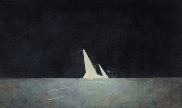 안개 밤 · 종이에 아크릴채색 · 65×100cm · 2019 · smoky night · Acrylic on Paper