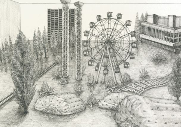 우연히 마주친 –그림자 도시 · 종이에 펜 · 24×32cm · 2018 · Shadow City · Pen drawing