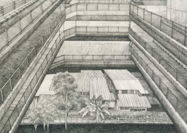 우연히 마주친 – 장소없는 공간 · 종이에 펜 · 24×32cm · 2018 · Spotless space · Pen drawing