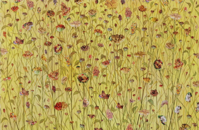 송하나 <채집> · collage. Oil on paper · 95X144cm · 2011 · Collecting · collage. Oil on paper