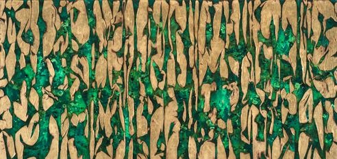 생의 불꽃 · 패널에 불_ 한지_목탄_안료_석분 · 60×122cm · 2019 · Life of Flame No.1905-3_