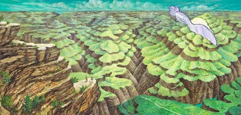 The great dessert of God · 캔버스에 아크릴채색 · 45×91cm · 2018 · The great dessert of God · Acrylic on canvas