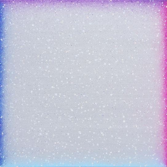 Dew Shadow (spectrum) #03 · Acrylic on silver paint canvas · 97 × 97 cm · 2019 · Dew Shadow (spectrum) #03 · Acrylic on silver paint canvas