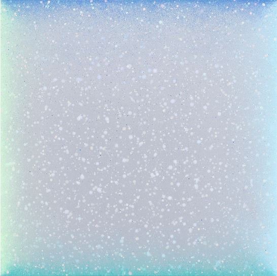 Dew Shadow (spectrum) #04 · Acrylic on silver paint canvas · 97 × 97 cm · 2019 · Dew Shadow (spectrum) #04 · Acrylic on silver paint canvas