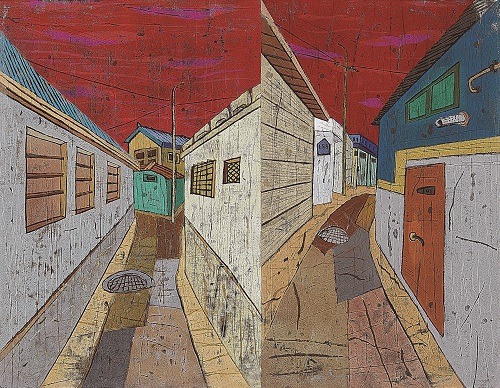 풍경Y · 판타블로 기법(캔버스에 우드락, 수용성 잉크) · 90.9x116.7cm · 2018 · view Y