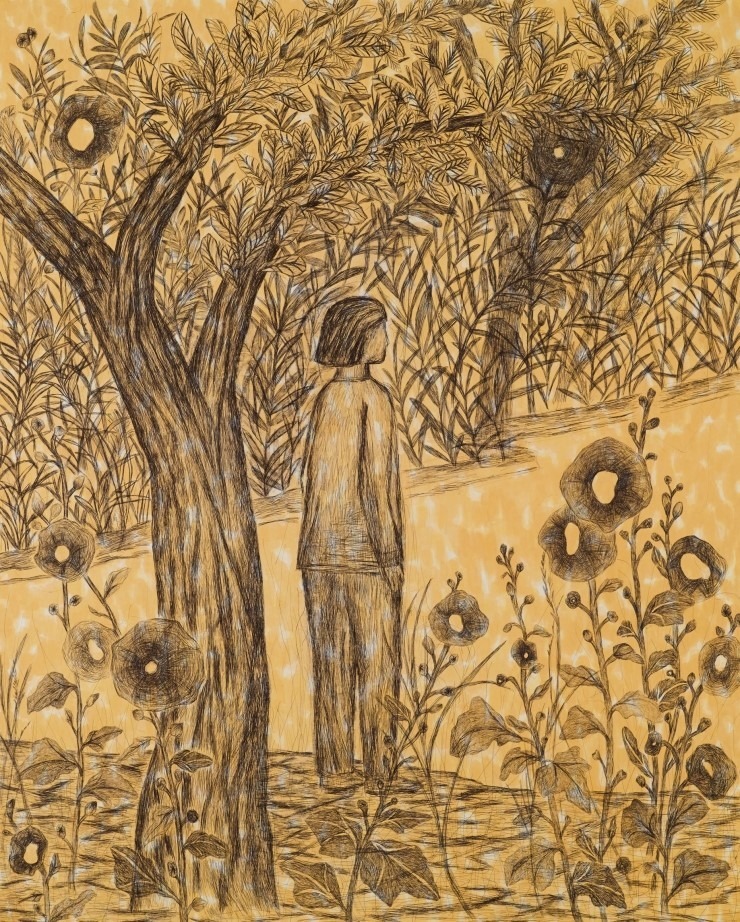 7월 · 장지에 채색 및 볼펜 · 130cm x 163cm · 2019 · July