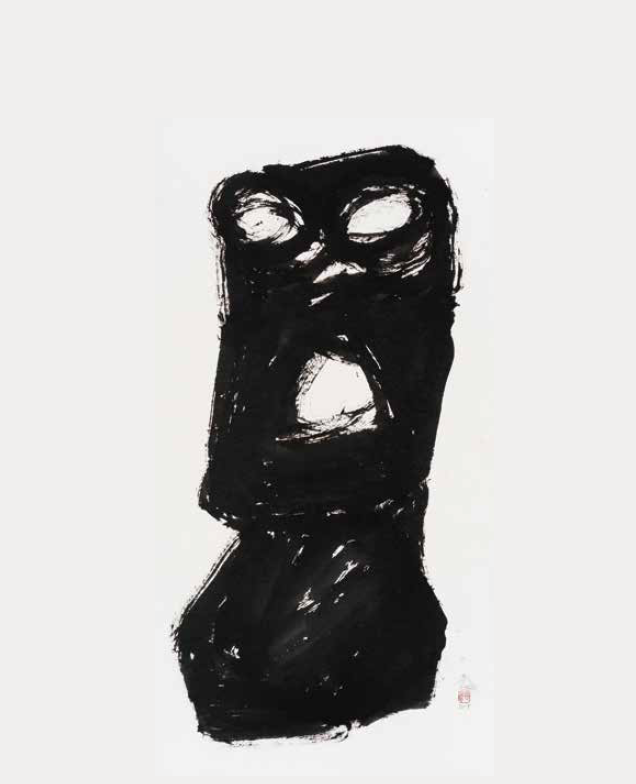 절규 · 한지에 먹 · 140.5 x 73cm · 2017 · Scream
