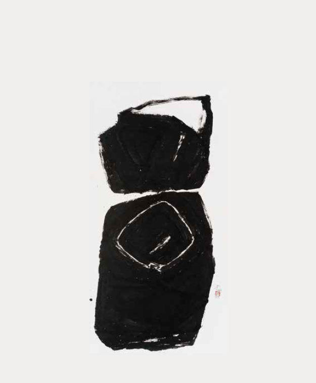 난장이 · 한지에 먹 · 142 x 72cm · 2016 · microplasia