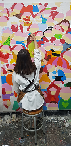 동심 · 캔버스, 아크릴, 페인트, 마카 · 193.9*130.3cm · Childlike