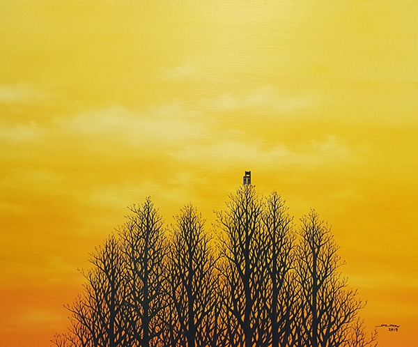 나무의자 · oil on canvas · 72.7x60.6 · 2019 · wooden chair · oil on canvas
