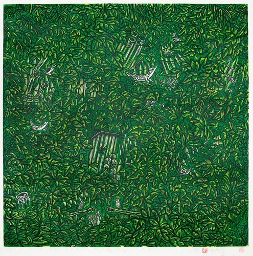 숲 2_Ed. 6 / A.P 1 · 소멸다색목판 · 92×92cm · 2017