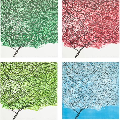 나는 온몸이 길이다-여름·가을·봄·겨울_Ed.5/A.P 1 · 다판다색목판 · 각 91×91cm · 2012