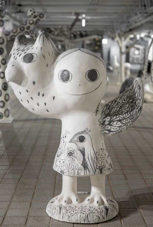 수리부엉이와 나와 밤에 · 혼합재료 · 100×110×60cm · 2019 · At night with the Suri owl and me. · mixed material