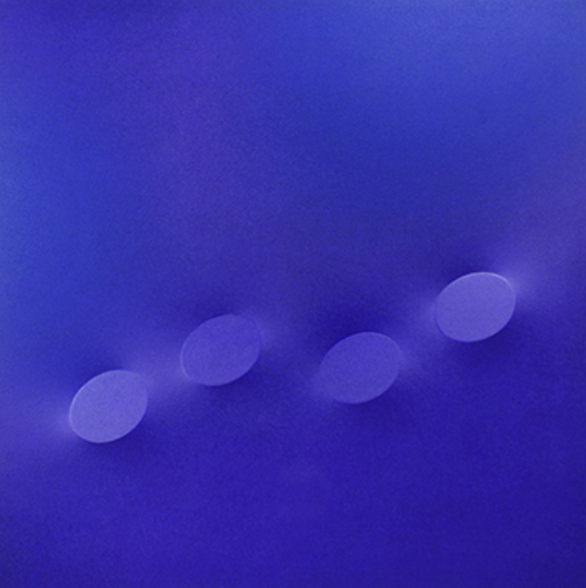 4 ovali blu · Acrylic on shaped canvas · 100 x 100 cm · 2018 · 4 ovali blu · Acrylic on shaped canvas