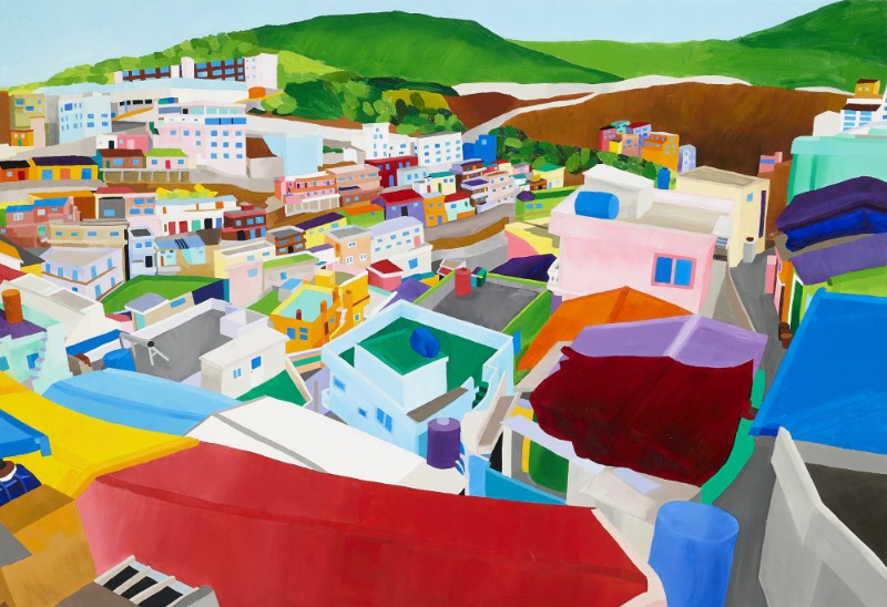 부산 감천마을 · Oil on Canvas · 116.8 x 80.3cm · 2017 · Gamcheon Village, Busan · Oil on Canvas