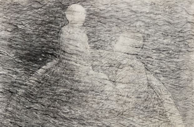 작가를 찾는 등장인물 · 한지에 수묵, 목탄 · 65×95cm · 2019 · Character in search of an Author