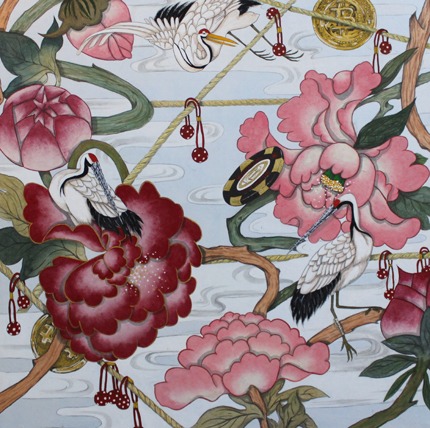 쉼休 · 장지에 채색 · 80x80cm · 2018