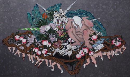 아기폐하의 지위 · 장지에 채색 · 161.8x96.5cm · 2019 · his majasty the baby