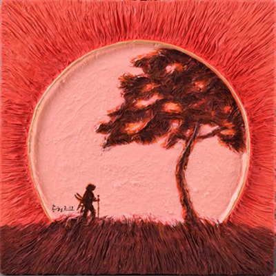 일출 · 한지-혼합재료 · 40x40cm · 2012 · Sunrise · Korean paper-mixed material