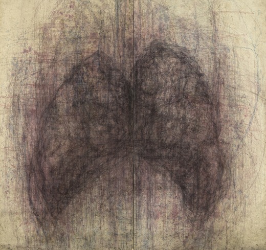 심장5 · 종이에 혼합재료 · 260x200cm · Heart5 · mixed materials on paper