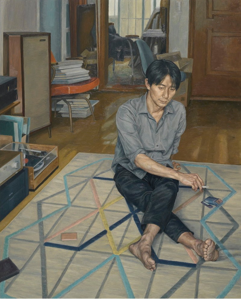 〈담배피는 DW〉 · 캔버스에 유화 · 162.2 x 130.3 cm · 2019, 이미지 출처_ 원앤제이 갤러리 · smoking DW · Oil on canvas