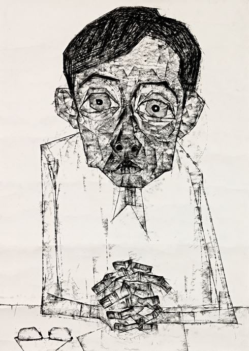 남자 · 한지에 목탄 · 105×74cm · 2005 · A man