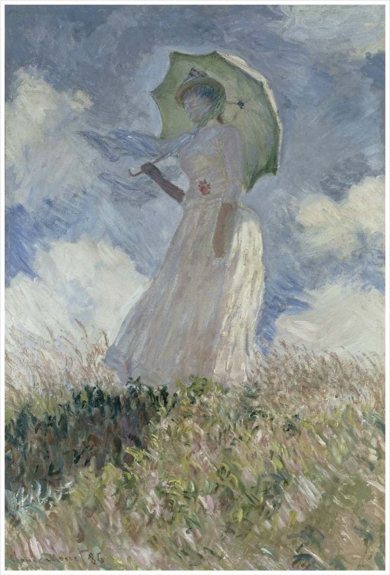 양산을 쓰고 왼쪽으로 몸을 돌린 여인 · 캔버스에 유채 · 131x88cm · 1886 · a woman who turned to the left · oil on canvas