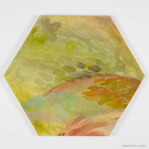 An opaque body · 비단을 배접한 캔버스에 혼합재료 · Hexagon 30cm · 2019 · An opaque body · Mixed Materials On Silk-Lined Canvas