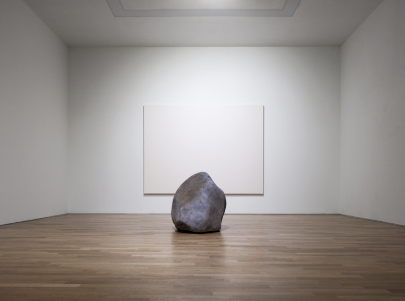 대화 · 캔버스, 자연석 · 캔버스 218x291cm, 자연석 100x100x100cm · 2015