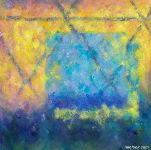 The border of Time. 2 · 마천에 유채 · 130×130cm · 2019 · The border of Time. 2 · Oil on hempen cloth