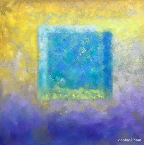 The border of time · 마천에 유채 · 96×96cm · 2018 · The border of time · Oil on hempen cloth