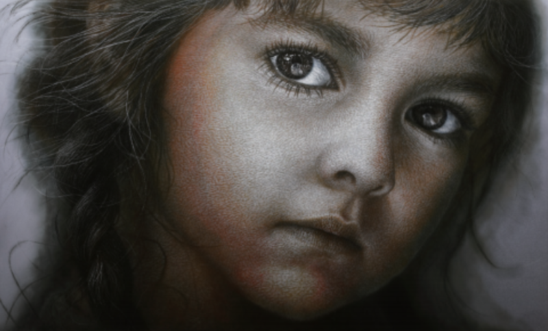 한영욱_Face · 알루미늄에 오일, 스크래치 · 98x162cm · 2019 · Han Young-Wook_Face · Oil on Aluminum, Scratch