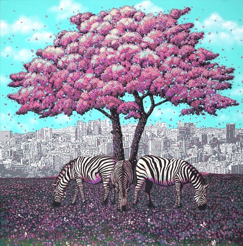 공존-1917 · 캔버스위에 채각 기법 · 120x95cm · 2019 · Coexistence-1917 · Carving technique on canvas