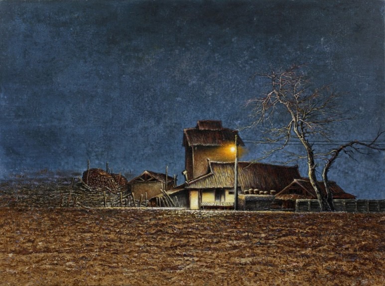 농가 · Mixed media oldwood on canvas · 130x97cm · 2008 · Farmhouse · Mixed media oldwood on canvas