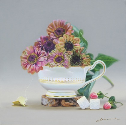 다화 · 캔버스에 유채 · 45.5x45.5cm · 2019 · Talking Over Tea · Oil on Canvas