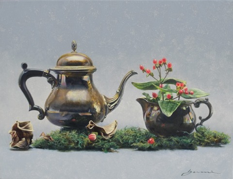 다화 · 캔버스에 유채 · 53x40.9cm · 2019 · Talking Over Tea · Oil on Canvas