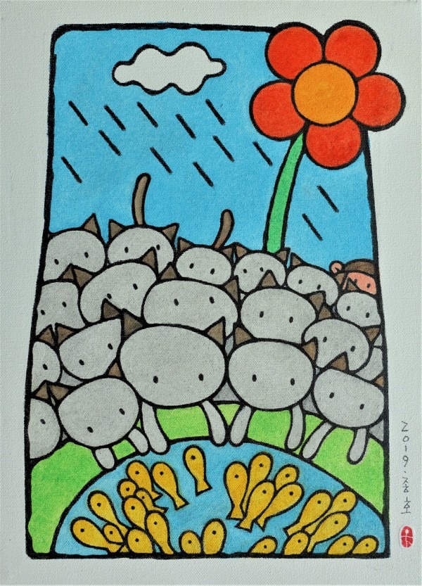 RAIN D · 캔버스에 오일파스텔 · 33.0x24.0cm · 2019 · RAIN D · Oilpastel on canvas