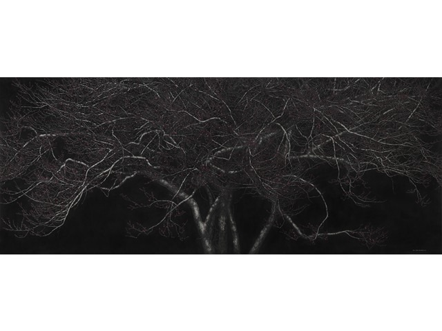 PINKMOON · 캔버스에 목탄 · 194×518cm · 2017 · PINKMOON · Charcoal on Canvas