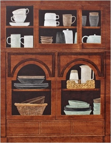 강지혜, 104호 찬장 · 장지에 채색 · 116.8x91cm · 2018 · Kang Ji-hye, cupboard 104 · Color on paper
