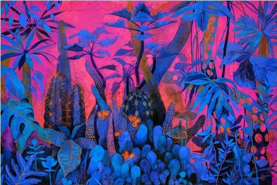 김종미, 심연의 숲 · 장지에 분채 · 100x150cm · 2017 · Kim Jong-mi, Forest of the abyss · Color on paper