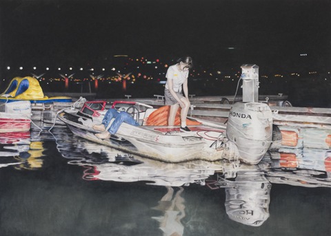 오세경, 몰락 Downfall · 한지에 아크릴 · 162x227cm · 2016 · Oh Se-kyung, Downfall · Acrylic on Korean Paper(Hanji)