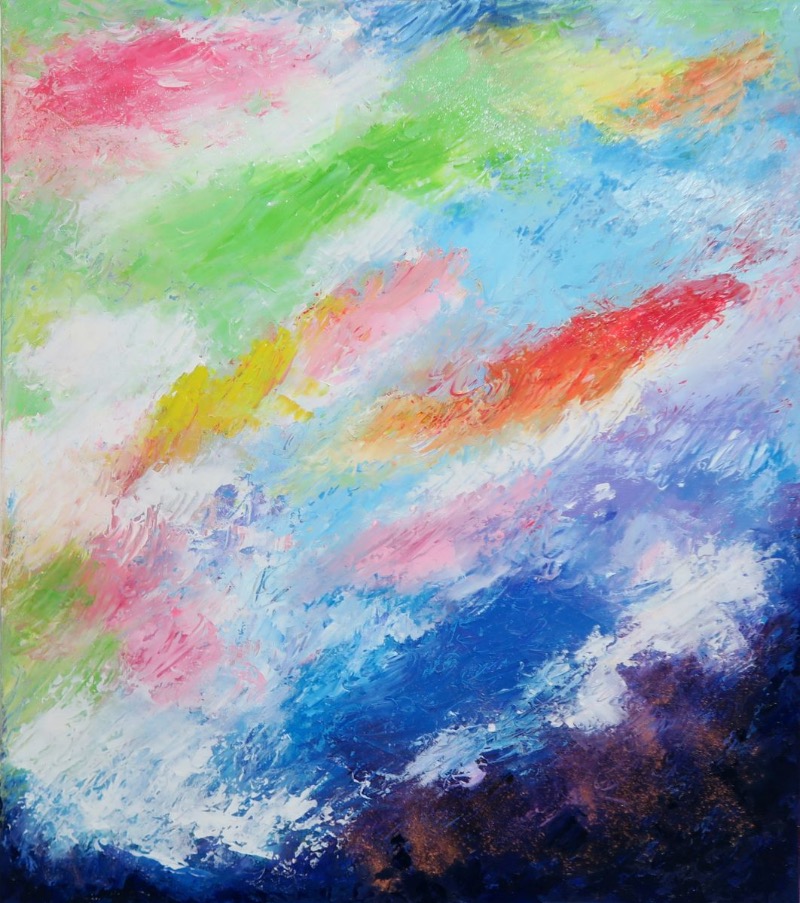 OPAL - 하늘 · gold powder, silver powder, oil on canvas · 45.5x53.0cm · 2019 · OPAL - Sky · gold powder, silver powder, oil on canvas