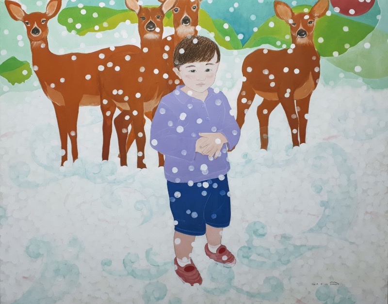 김나나 - 아이야 · 순지에 채색 · 90.9x72.7cm · 2019