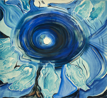 김세은, <The hole has eyes> · 캔버스에 수용성 유화 · 130 x 140 x 2.5 cm · 2018 · The hole has eyes · Oil on canvas