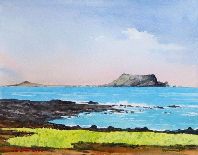 성산포의 봄 · 종이에 수채 · 34.2×42.7(cm) · 2020 · watercolor on paper