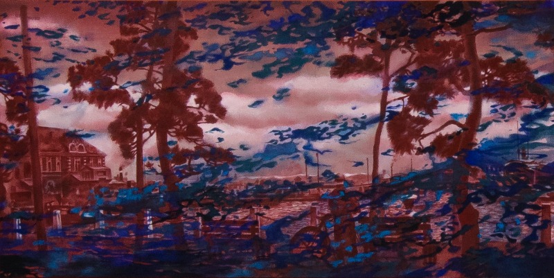 Blue Yokohama · 아사에 분채 · 64.5x130cm · 2019 ⓒSongEun Art and Cultural Foundation and the Artist. All rights reserved. · Blue Yokohama · Asian flour