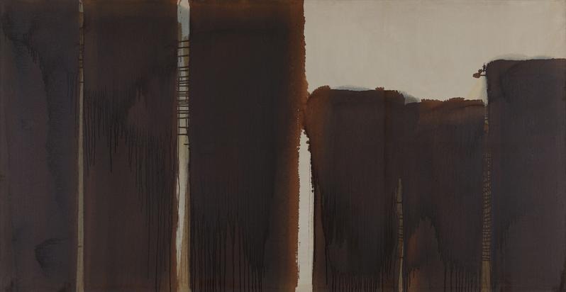 Burnt Umber & Ultramarine · Oil on linen · 120.3 x 232.5 cm · 1987 - 1989 Courtesy of PKM Gallery. · Oil on linen