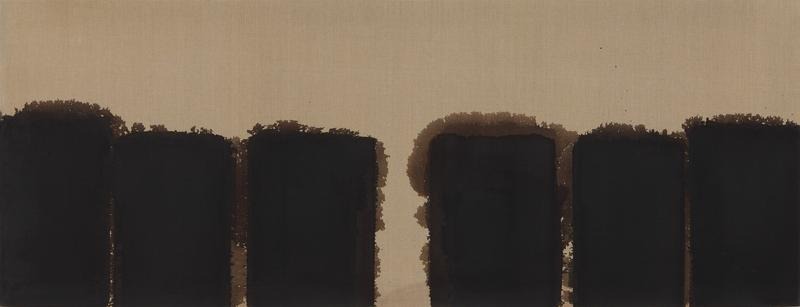 Burnt Umber & Ultramarine '91-#86 · Oil on linen · 80 x 208 cm · 1991 Courtesy of PKM Gallery. · Oil on linen